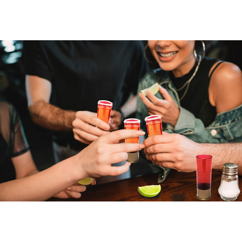 GE Verre à liqueur robuste en plastique, 1,5 oz, rouge (paquet de 12)