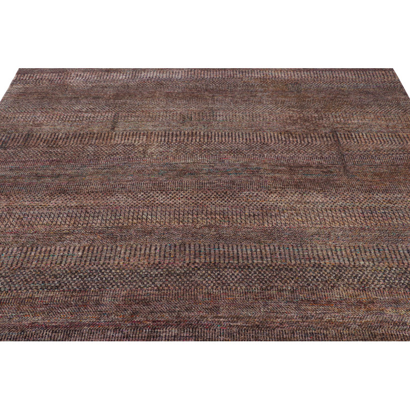 Textural Handmade Kilim Silk Striped Area Rug, Rectangle 10' x 14'