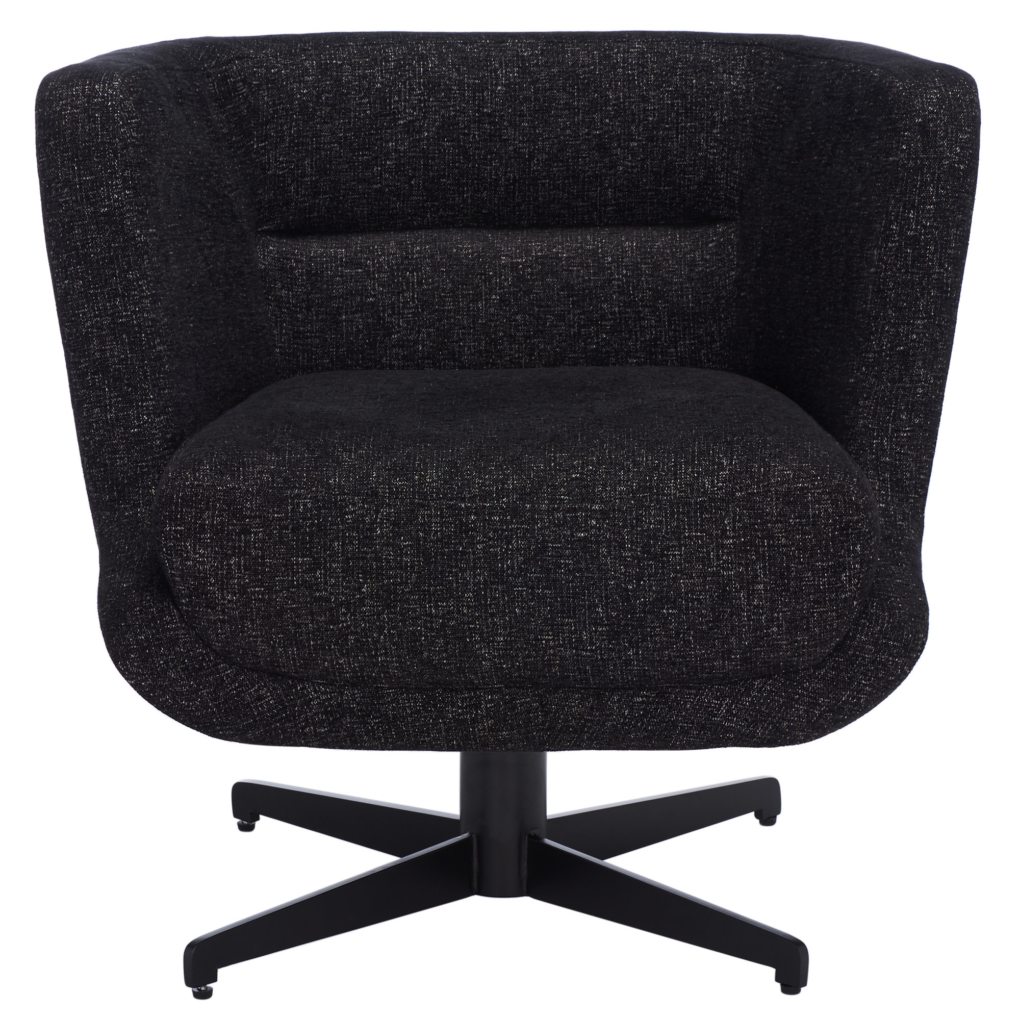 Arnelle Upholstered Swivel Barrel Chair, 100% Polyester Black 