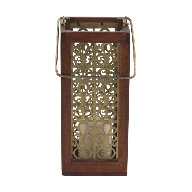 Lanterne de bois rectangulaire en treillis traditionnel, H 13 po x l 6 po x P 6 po
