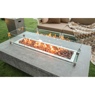 Elementi Natural Gas 56 Inch Hampton Rectangular Concrete Fire Pit Table -  OFG139LG-NG