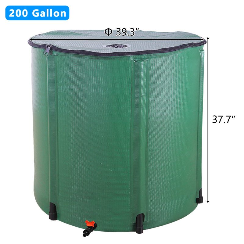 Winado 200 Gallons Weather Resistant Plastic Drainable Planter Rain Barrel and Hose