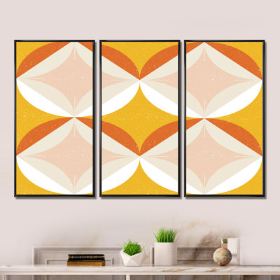 Retro Abstract Design XII - 3 Piece Floater Frame Print on Canvas