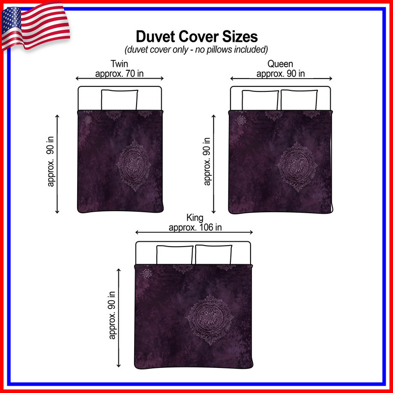 Purple Ornamental Motif Duvet Covers, Queen