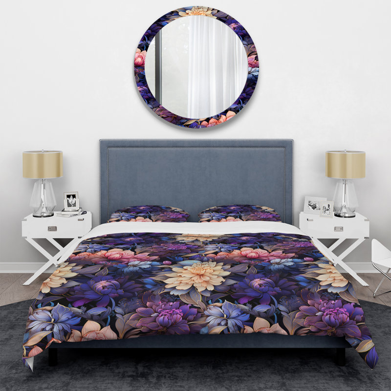 Ensemble de housse de couette Celestial Blue Pivoines Stellar Pure II, Housse de couette pour très grand lit et 2 très