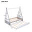 Lit plateforme en bois avec lit gigogne