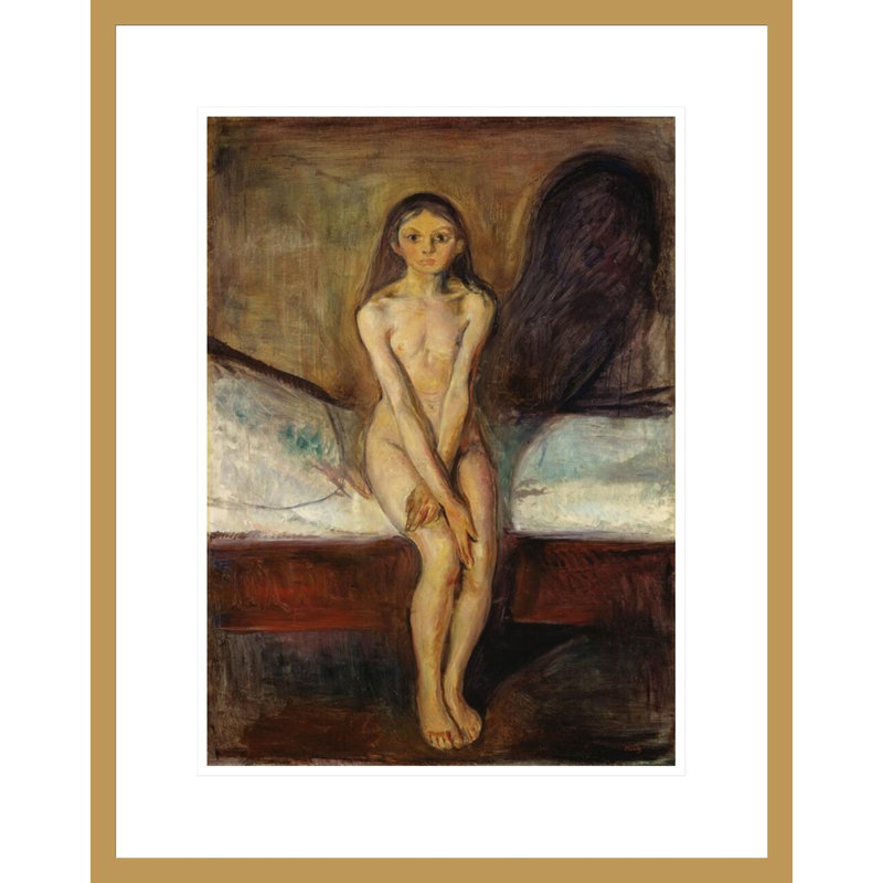 La puberté par Edvard Munch - estampe numérique encadrée, H 21,75 po x l 17,29 po