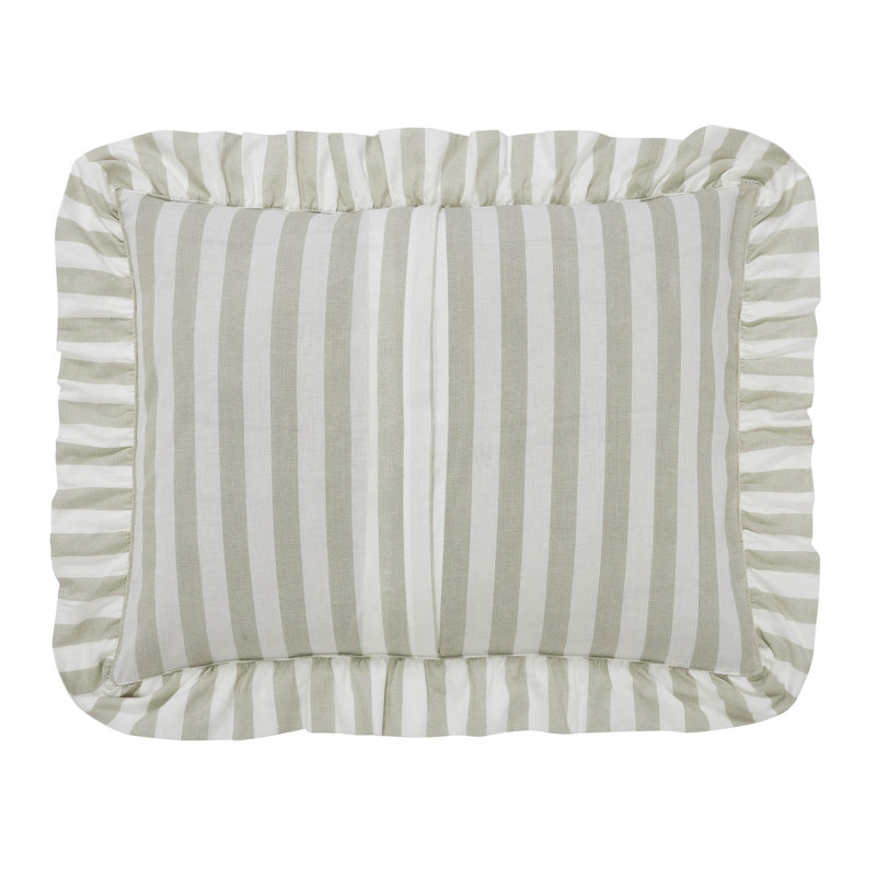 Soft White Cotton Ruffled Standard Sham with Stripes