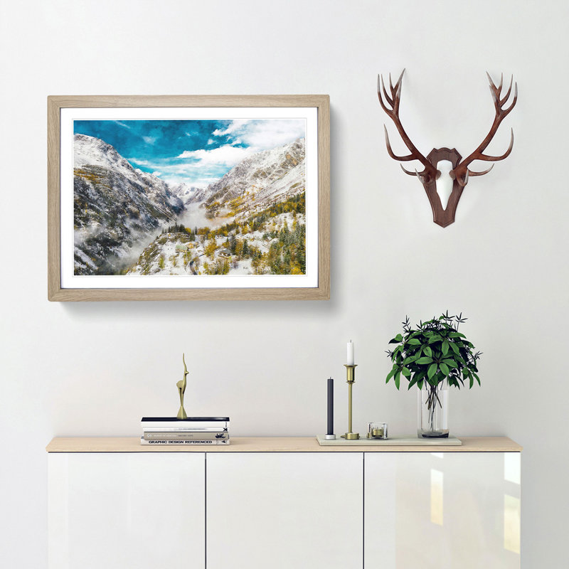 Mountain View in France - Picture Frame Photograph Print, Oak Framed, 45cm H x 63cm W x 2cm D