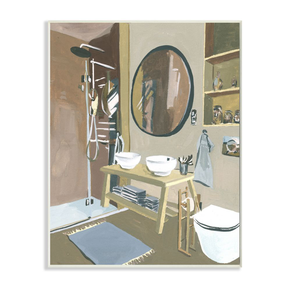 " Modern Bathroom Sink Shower Multicolor Acrylic Painting " by Melissa Wang Winston Porter 