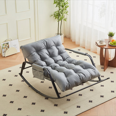 Chaise berçante avec fauteuil coulissant inclinable rembourré en cuir technique très large, fauteuil d'appoint moderne pour le salon, la chambre de bébé et la chambre à coucher