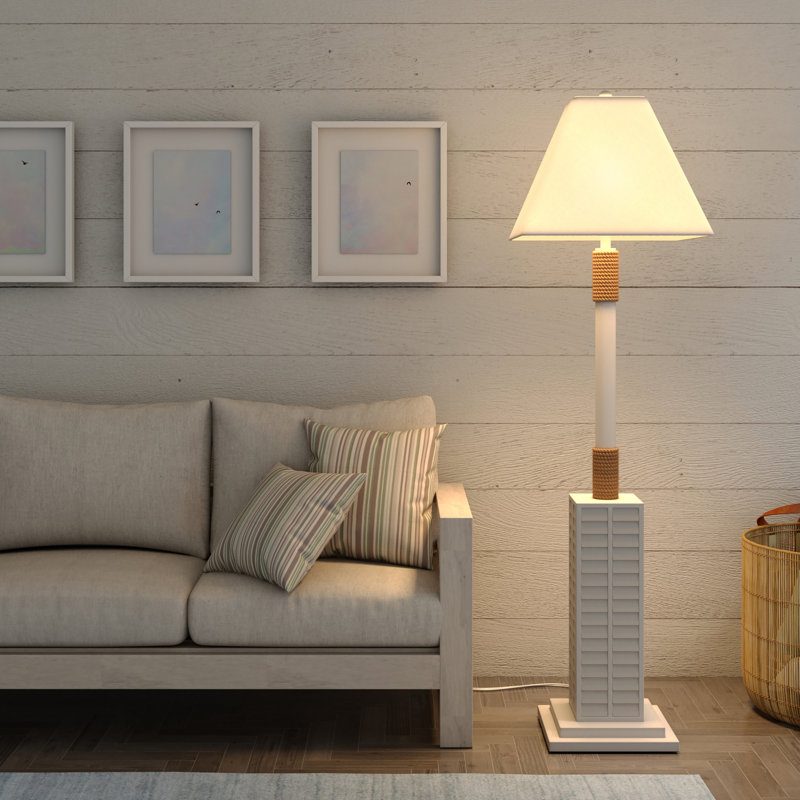 Cyndra - Lampe sur pied côtière en polyrésine 63 po - Finition blanche, Blanc