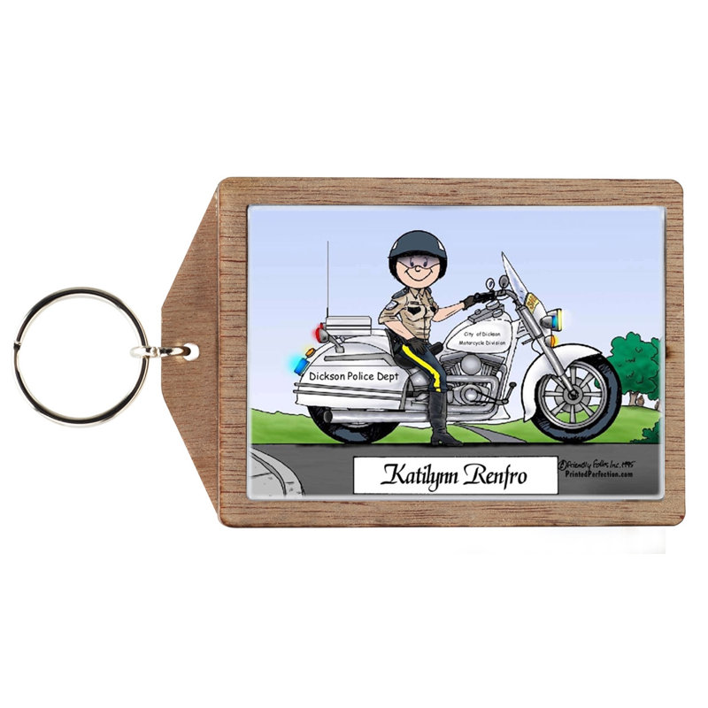 Personnalisé moto flic - porte-clés femelle