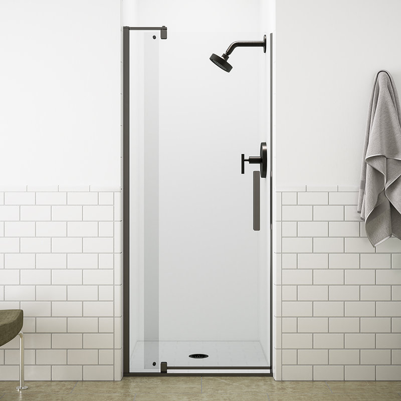 Revel 31.125'' x 70'' Pivot Shower Door with CleanCoat® Technology, Anodized Brushed Nickel