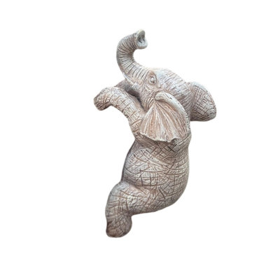 Resin Climbing Elephant Pot Hanger Figurine, Cute Elephant Planter Hugger Garden Statue for Outdoor Patio, Yard, Lawn, Fence & Indoor Office Decor
