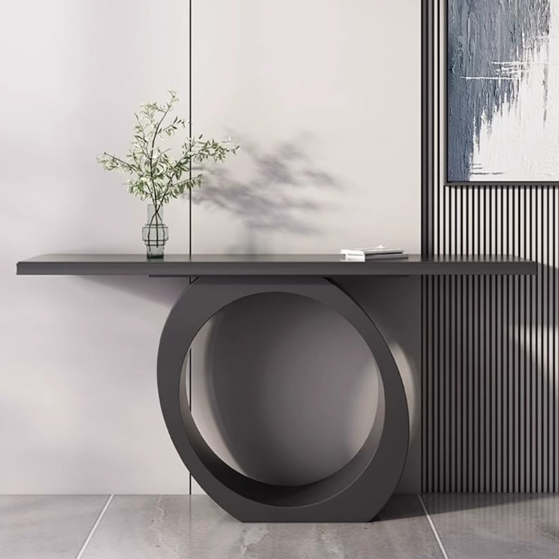Modern sintered stone porch table., Black, 31.5" H x 62.9" W x 11.8" D