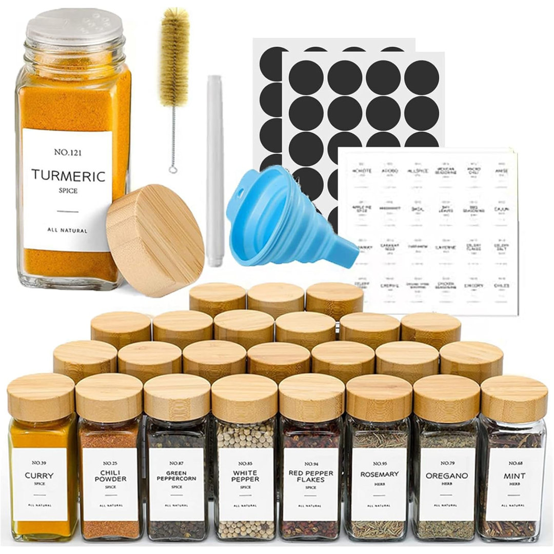 Clear Glass Spice Jars Spice Bottles with Shaker Lids