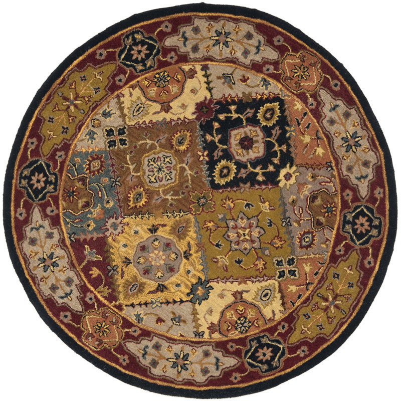 Balthrop Hand Tufted Wool Oriental Rug, Round 3'6"