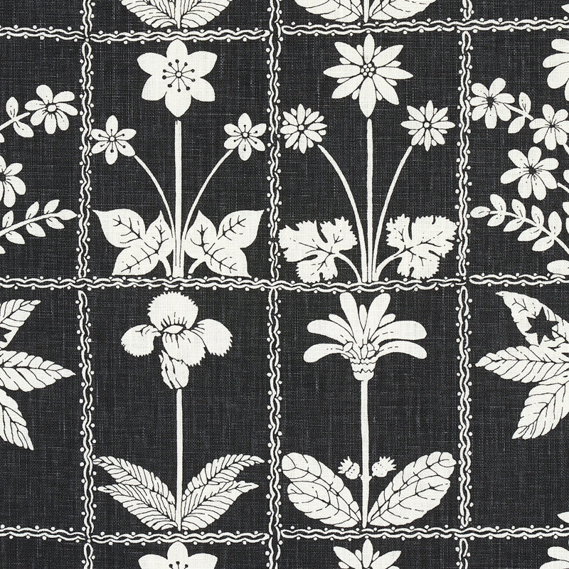 Georgia Wildflowers Fabric, Black