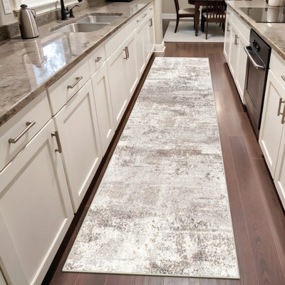 Washable Abstract Area Rug - Rugs for Living Room Large Non Slip Indoor Entryway Rubber Backing Carpet Bedroom Kitchen Distressed Stain Resistant Floor Decor Mat Machine Washable Brown