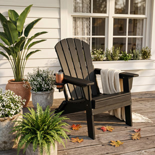 Fauteuil de loisir pliable en PEHD Adirondack - grand espace, adapté à tous les temps, supportant plusieurs types de tasses, nécessitant peu d'entretien, pesant 400 livres, 1 pièce noire