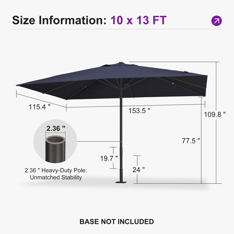 Parasol de table semi-automatique pour l'extérieur, Marine