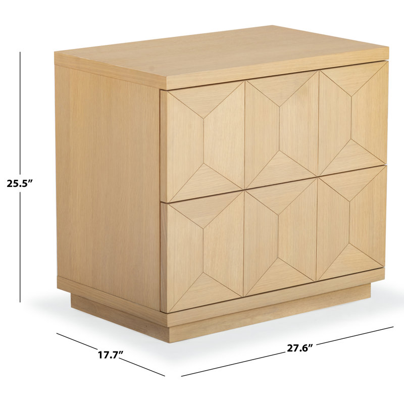 Deziree Wood 2 Drawer Nightstand, Natural