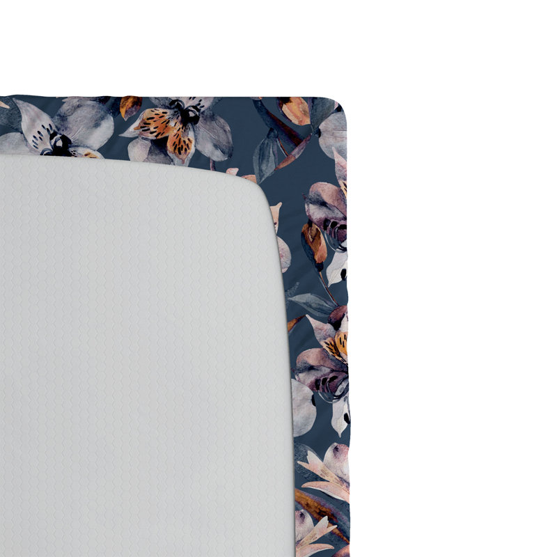 Drap-housse à motif floral Ambesonne, Drap-housse simple TG, Bleu ardoise, orange, rose / floral