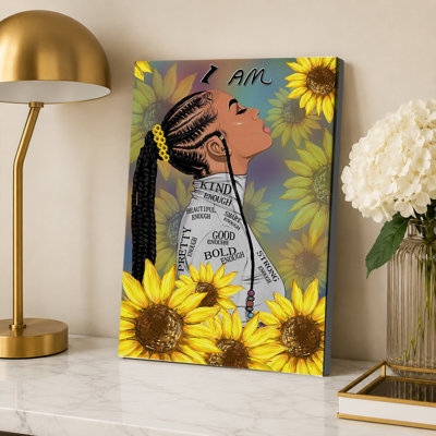 Affiche de la reine noire, affiche de citations de motivation afro-américaines, affiche de tournesol fille noire