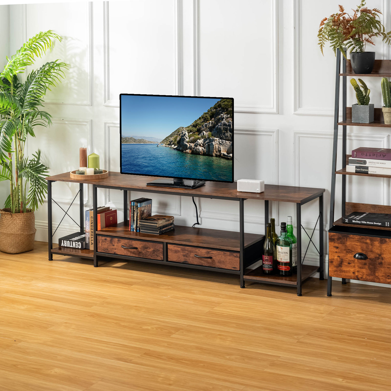 17 Stories 70.8 Inch TV Stand With Storage, TV Stand With Outlet ...