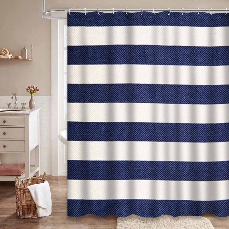 Rideau de douche imperméable bleu marine, rideaux de douche pour la salle de bain avec 12 crochets, L 72 po x l 72 po