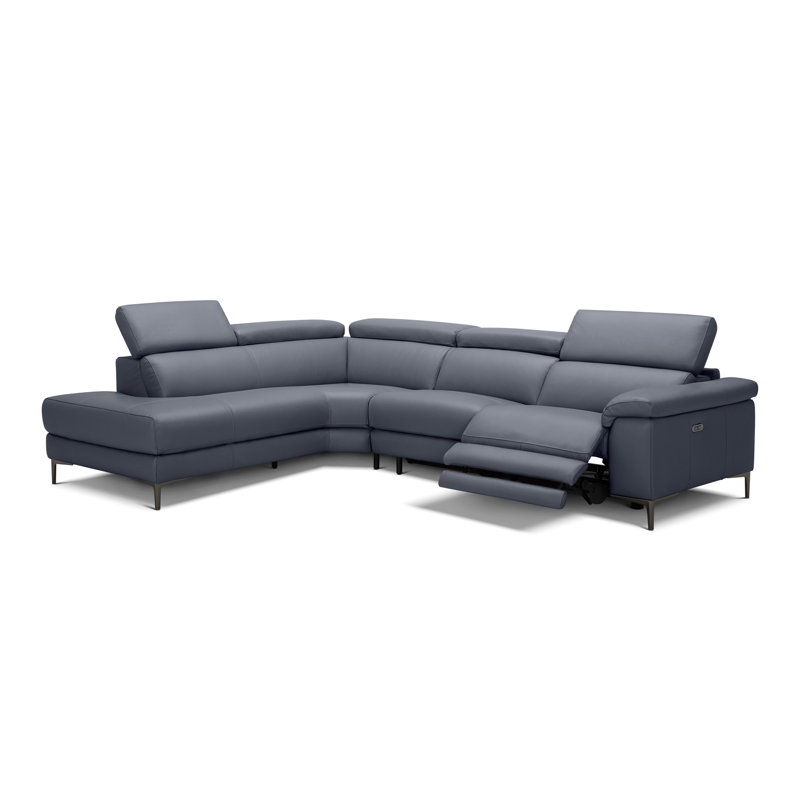 Bryd Upholstered Power Reclining L-Shaped Sectional, Left Hand Facing, Slate Genuine Leather,