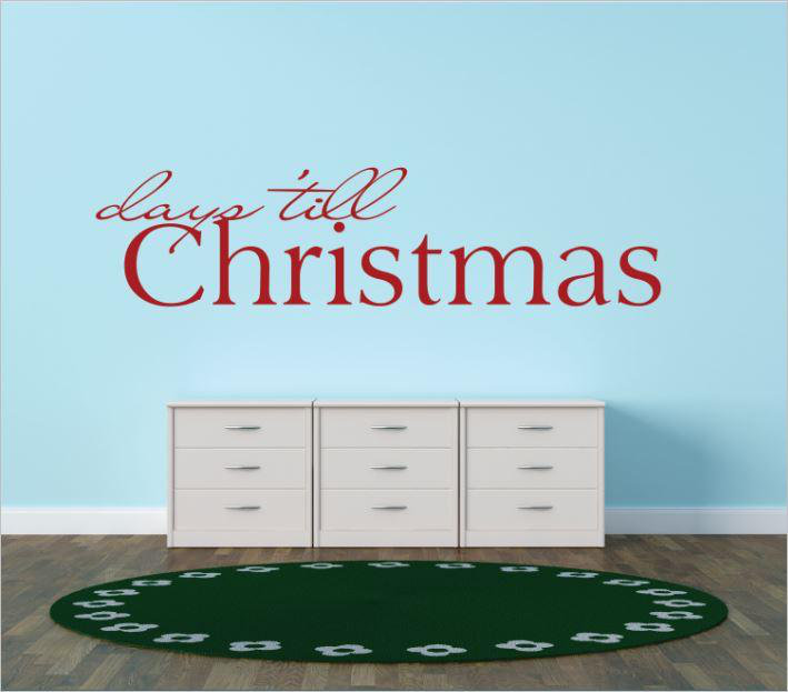 Décalcomanie murale jours’jusqu’à noël, H 6 po x l 30 po x P 0,16 po, Rouge