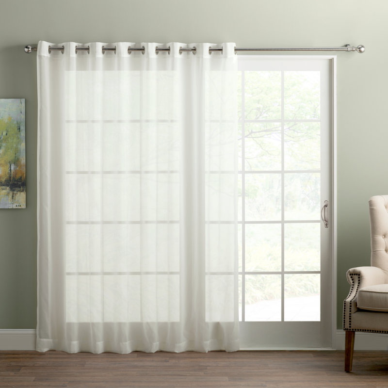 Polyester Sheer Grommet Curtain Panel, Ivory