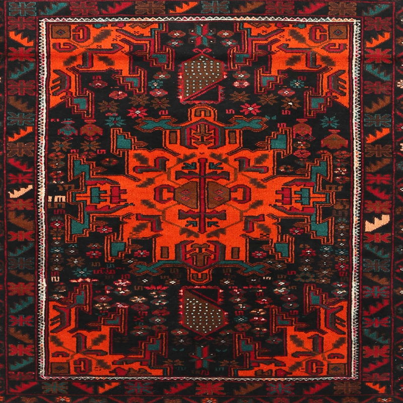 Tapis orange Southwestern, Carré 4 pi