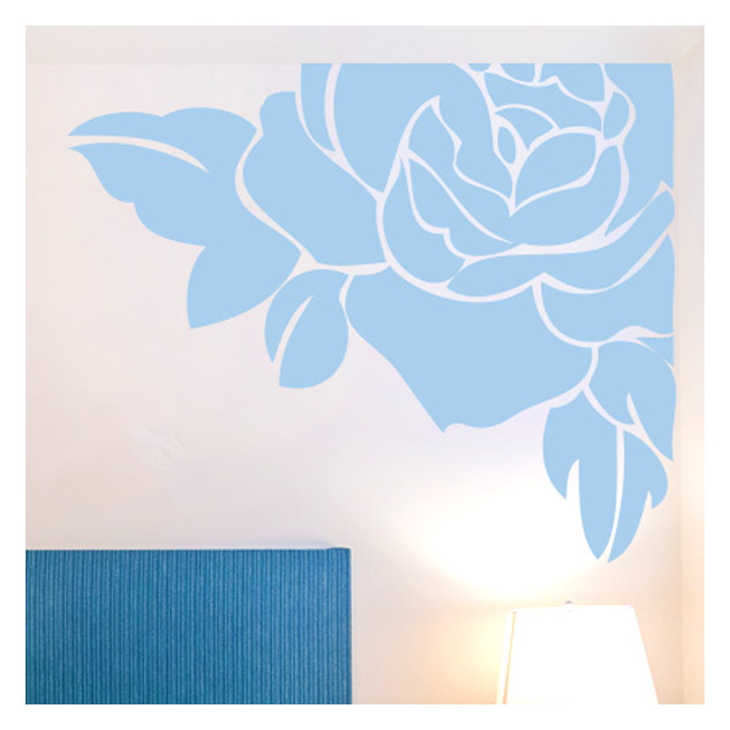 Plants & Flowers Non-Wall Damaging Wall Decal, Large, Light Blue
