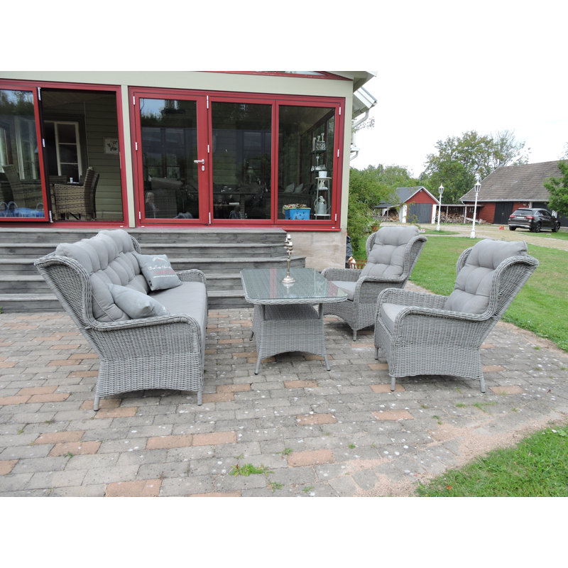 Demarcus 5 Seater Rattan Sofa Set, Grey