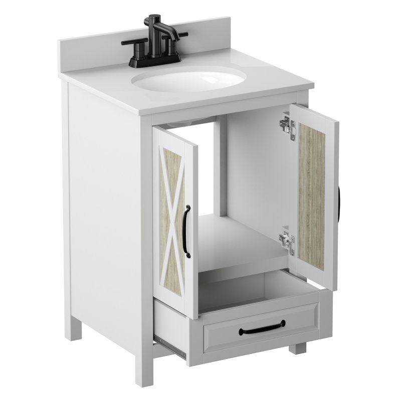23.88'' Single Bathroom Vanity with Ceramic Top