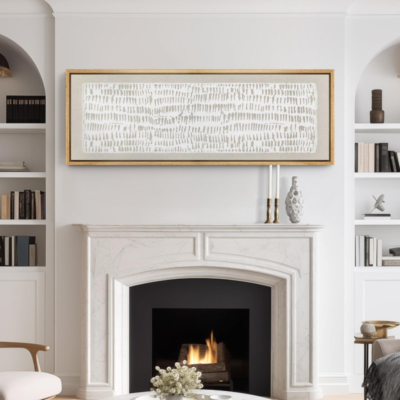 Motif géométrique minimaliste dans des tons neutres, art moderne, H 20 po x l 60 po, Natural