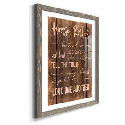 House Rules - Reproduction d'art textuel sur papier encadré