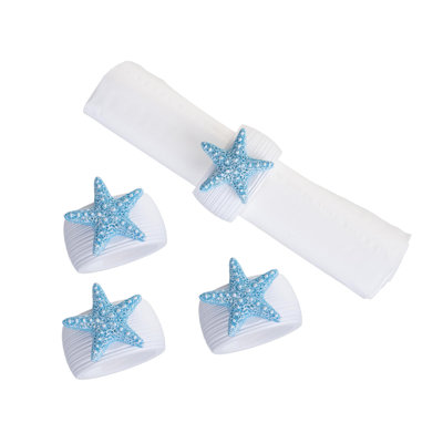 Blue Sea Star Napkin Ring S/4