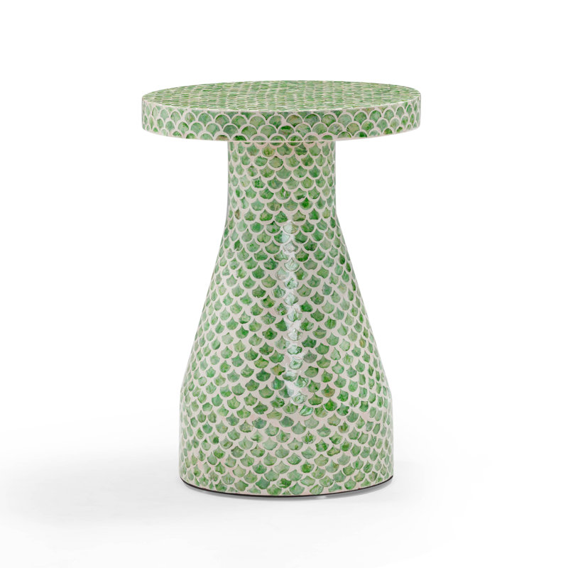 Table de bout en mosaïque Shell, Écailles vertes