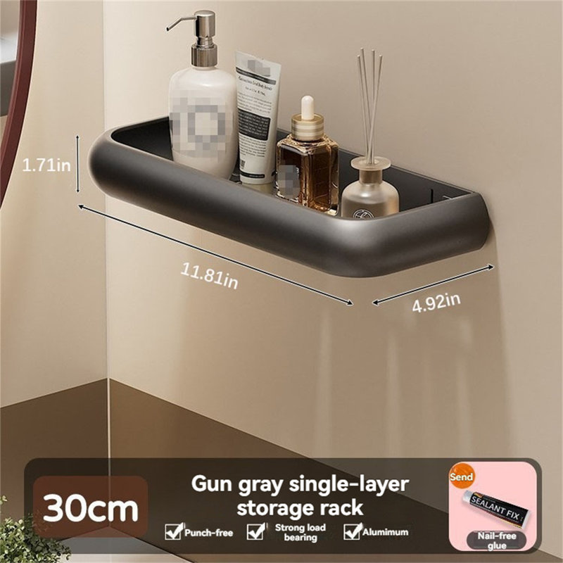 Tablette d'angle sans perçage pour salle de bain, H 4,92 po x l 11,81 po x P 1,71 po