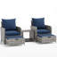 Ensemble de conversation pour terrasse en osier / rotin pour 2 personnes avec repose-pieds Billmont-737205864