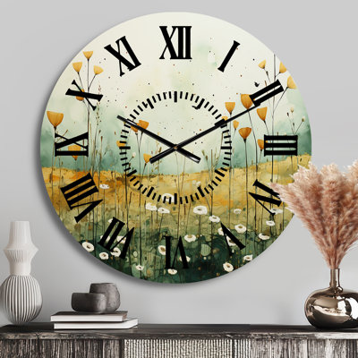 Horloge murale Whispering Meadows I - Abstract Collages