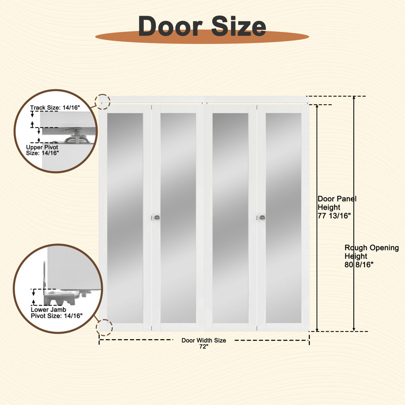 Porte pliante en bois manufacturé 3-Lite, 72 po x 80 po