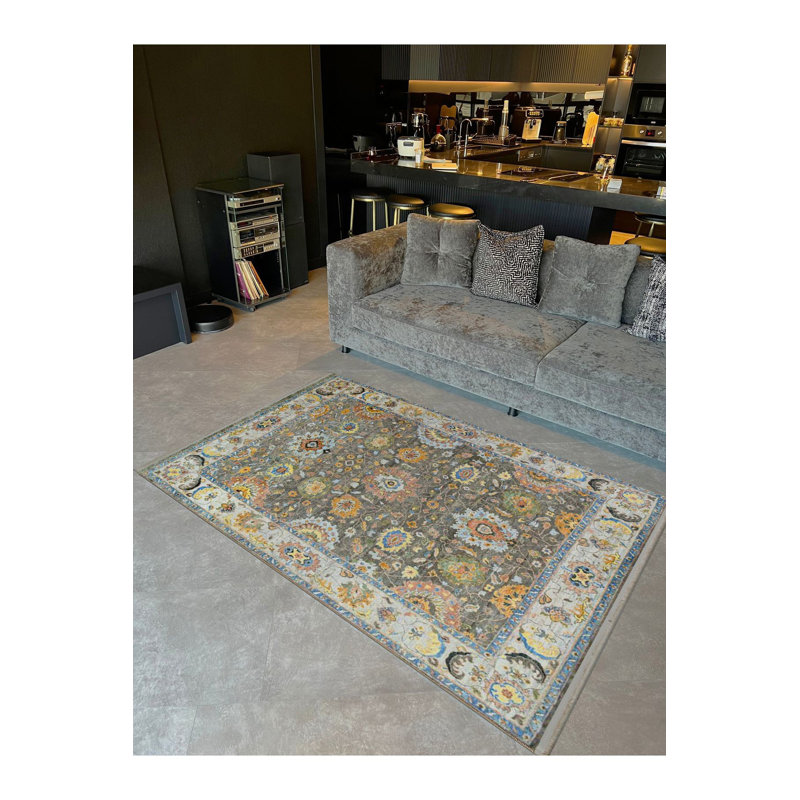 Tapis décoratif délavé à la machine à motif délavé multicolore de la collection Barcelona, Rectangle 3 pi 3 po x 4 pi 11 po