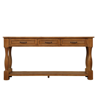 63Inch Long Wood Console Table With 3 Drawers And 1 Bottom Shelf For Entryway Hallway Easy Assembly Extra-Thick Sofa Table