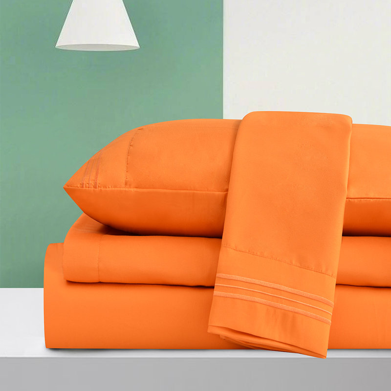Rayon Sheet Set, Burnt Orange, Queen Sheet Set with 2 Pillowcases
