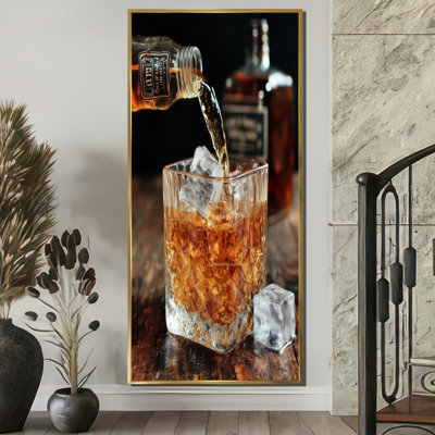 «Glass Of Whiskey», impression sur toile jaune